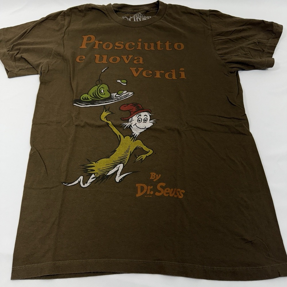 Vintage Y2K 2008 Brown Dr. Seuss Tee Shirt  Mustache Brigade Italian Size Medium